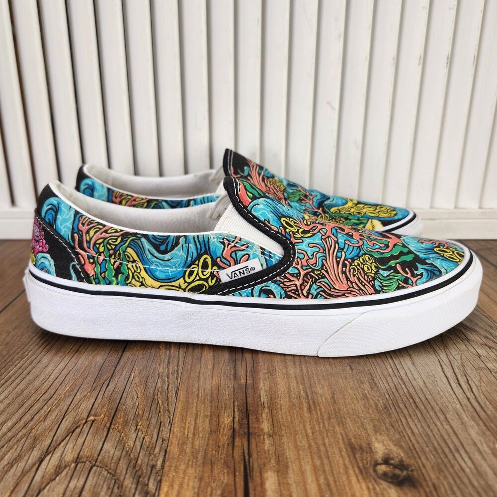 Vans Classic Slip-On Underwater Octopus Shoes Womens 8.5 Jimbo Phillips Sneakers